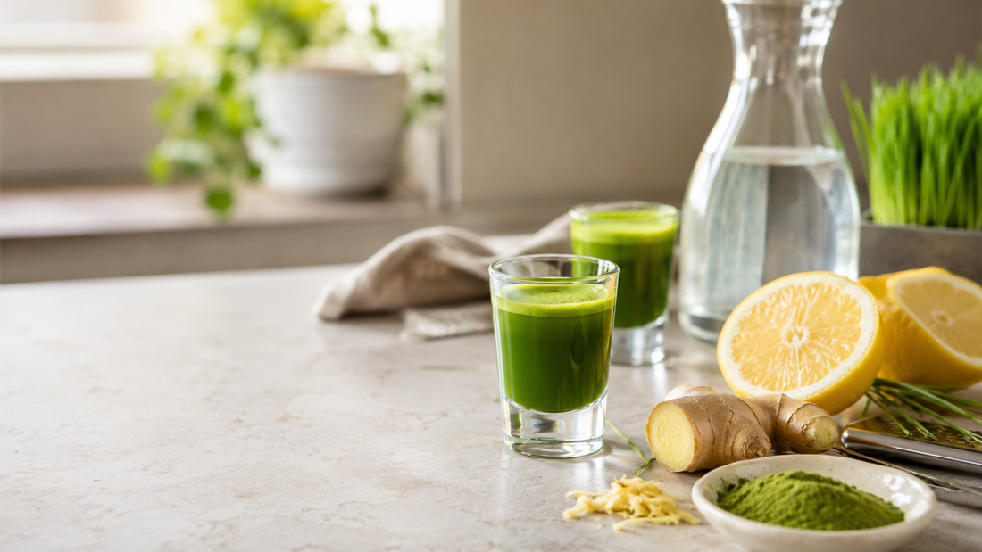 Sabah Enerjisi İçin Yeşil Shot: Buğday Çimi + Zencefil + Limon Tarifi